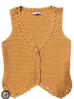 Mustard Crochet Sandro Knit Vest